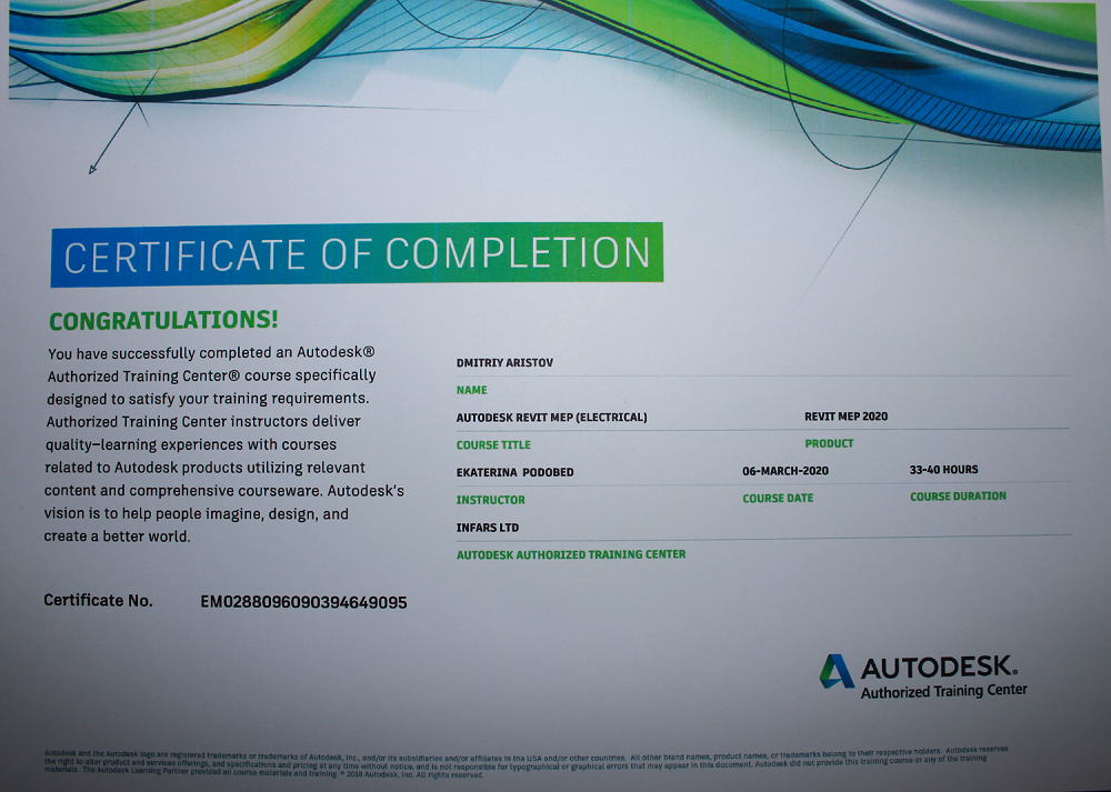 Certificate of completion