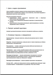 Техническое задание на разработку приложения образец